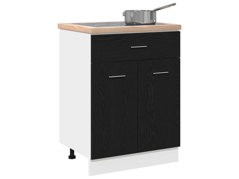  Meuble de rangement cuisine, armoire suspendue chêne noir 60x46x81,5cm  - Conforama C