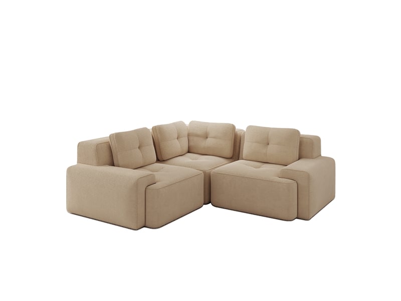  Canapé d’angle modulable profond velours côtelé beige – 249 x 249 x 69 cm Fay Lum - Conforama A