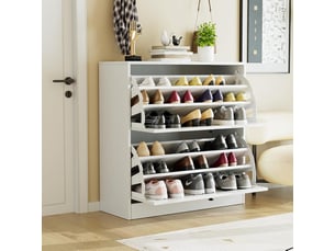 Meuble à chaussures à 2 portes, meuble à chaussures étroit de 30 cm de profondeur, meuble à chaussures pour couloirentrée (blanc)