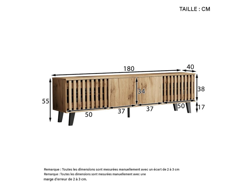 Ensemble meuble tv et buffet en panneau de particules bois naturel - pangivo - Conforama C