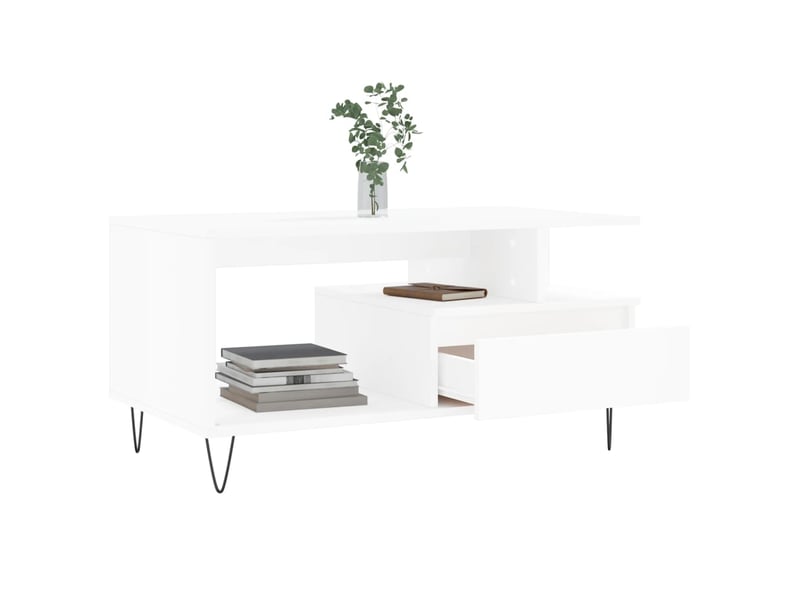  Table basse - table de salon - table à thé blanc 90x49x45 cm bois d'ingénierie  - Conforama D