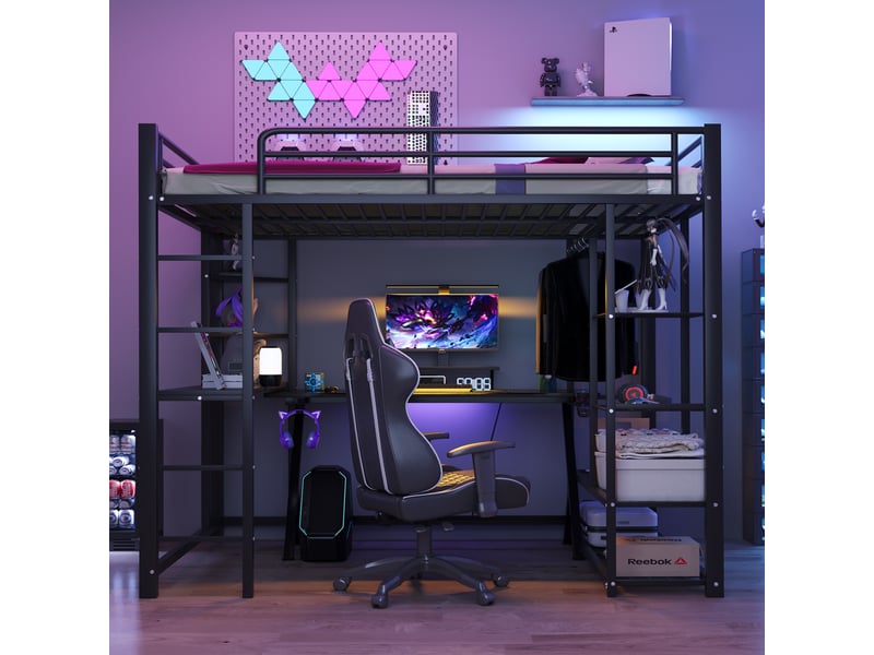  Lit superposé en métal noir 145x204 cm  - Conforama D