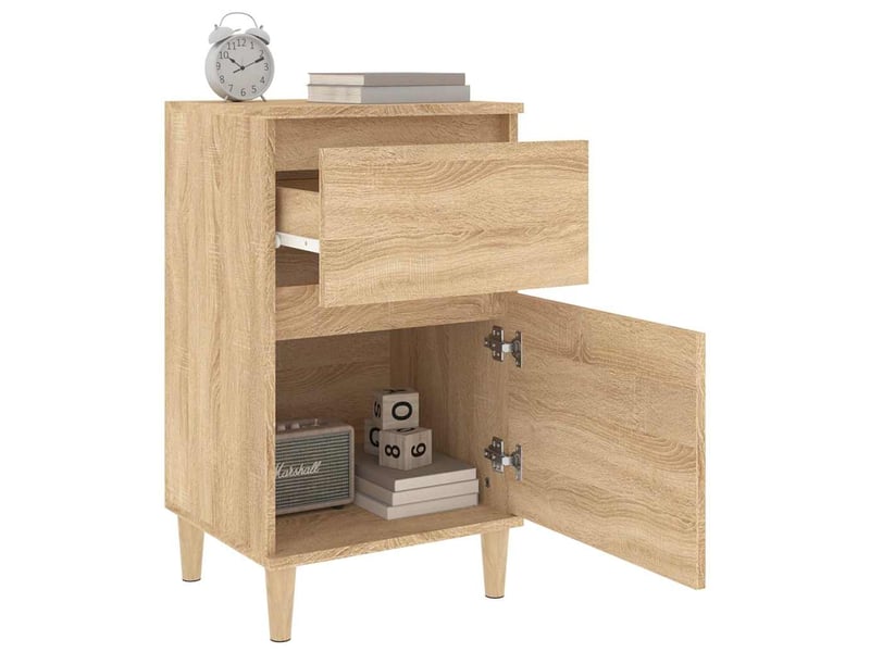  Lot de 2 tables de chevet - cabinet de chevet - table de nuit chêne sonoma 40x35x70 cm  - Conforama D