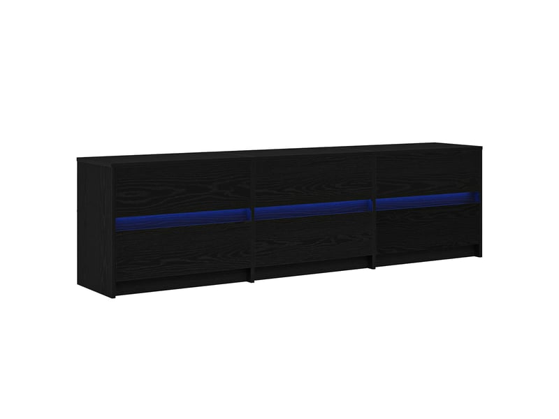 Meuble tv moderne, banc tv 180x34x50 cm chêne noir bois d'ingénierie - Conforama A