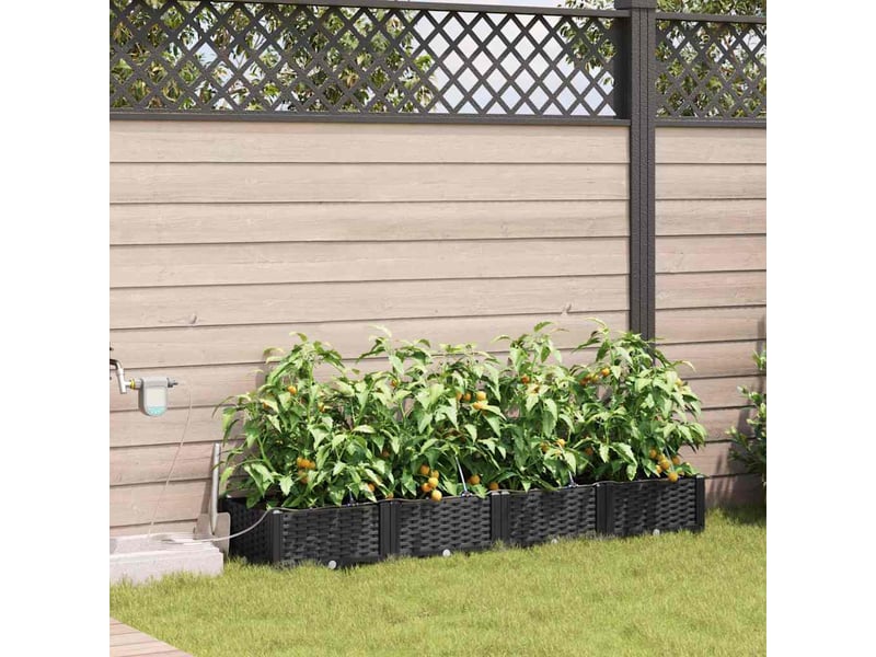  Jardinière - cache-pot de jardin 4 pcs noir 160 x 40 x 22 cm pp  - Conforama B