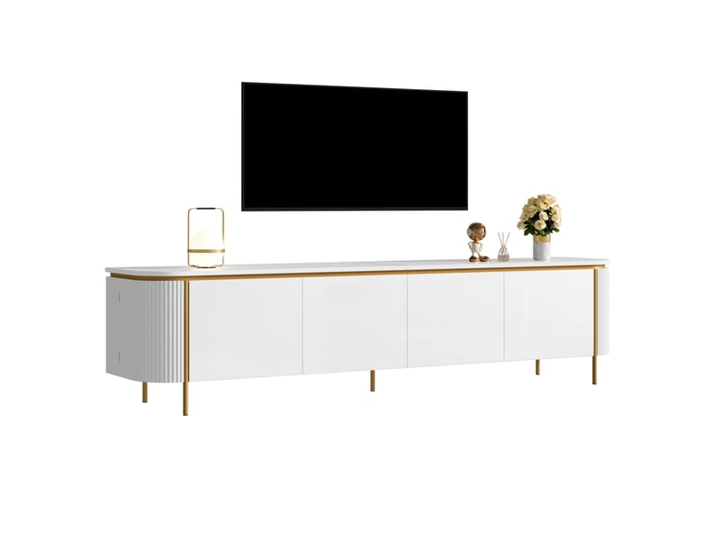  Meuble tv bas avec 6 portes 180x38x46 cm en mdf blanc  - Conforama A