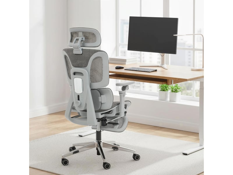  Chaise de bureau ylencourt ergonomique inclinable réglable gris  - Conforama B