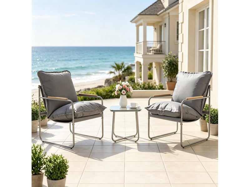  Ensemble de meubles de balcon 45x45x40,5 cm métal verre gris  - Conforama B