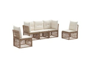 Vidaxl ensemble de canapé de jardin 5 pcs beige polyrotin