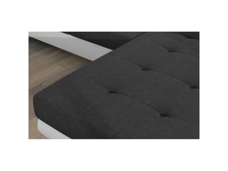  Canapé d'angle convertible amanda gris foncé et blanc – tissu effet lin – angle droit  - Conforama D