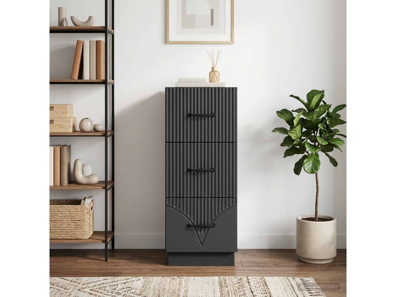 Armoire de rangement bureau, armoire à tiroirs 33 x 34.5 x 87 cm bois d'ingénierie noir - Conforama E
