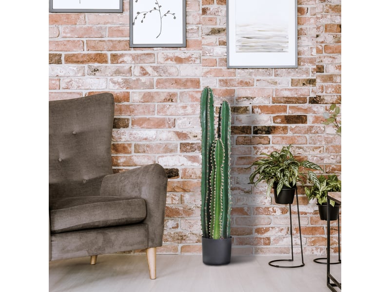  Cactus artificiel grand réalisme plante artificielle grande taille dim. Ø 17 x 98h cm vert  - Conforama D