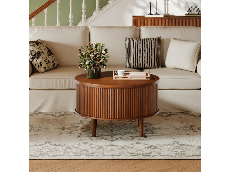  Table basse ronde à plateaux relevables avec rangement homvra  - Conforama B