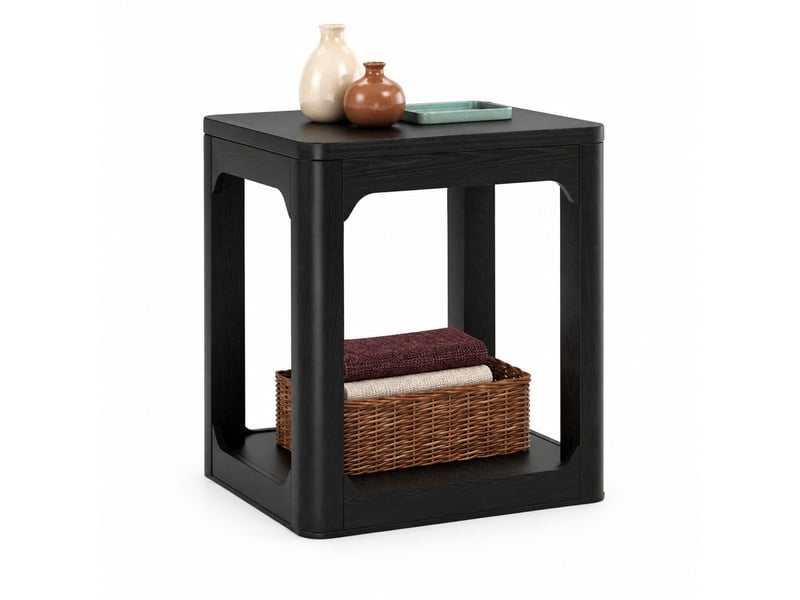  Lot de 2 bouts de canapé à 2 niveaux en mdf noir mat, 50 x 40 x 60 cm  - Conforama A