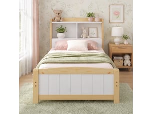 Lit simple 90x200 cm <strong>MODENVIE</strong>  <strong></strong> coloris blanc