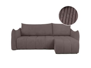 Canapé d'angle réversible convertible LOUNGITUDE LYSIA 3 places Velours côtelé Marron glacé