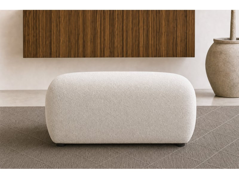  Cassis - pouf en tissu chenille beige 105x57x40  - Conforama D