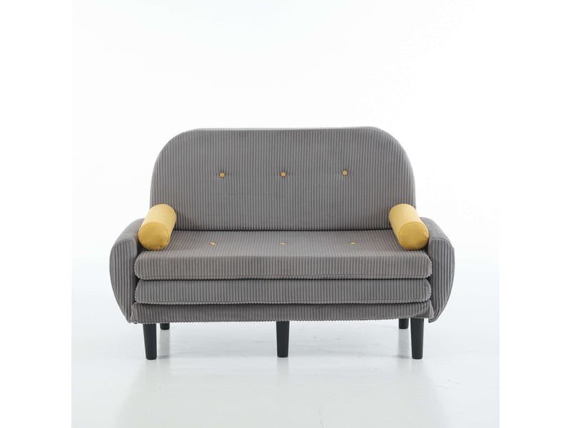 Canapé convertible 2 places en velours côtelé gris avec rangement  - Conforama A