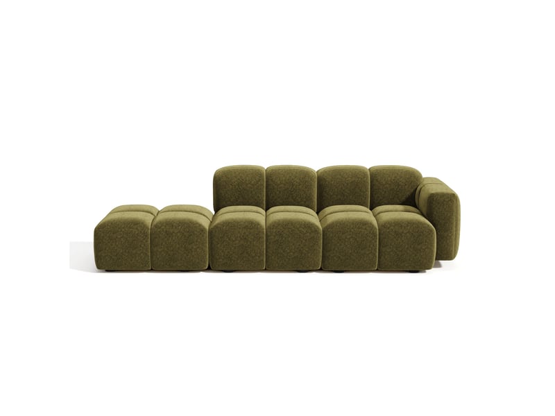  Canapé modulable 4 places en velours texturé moss MOSS - Conforama D