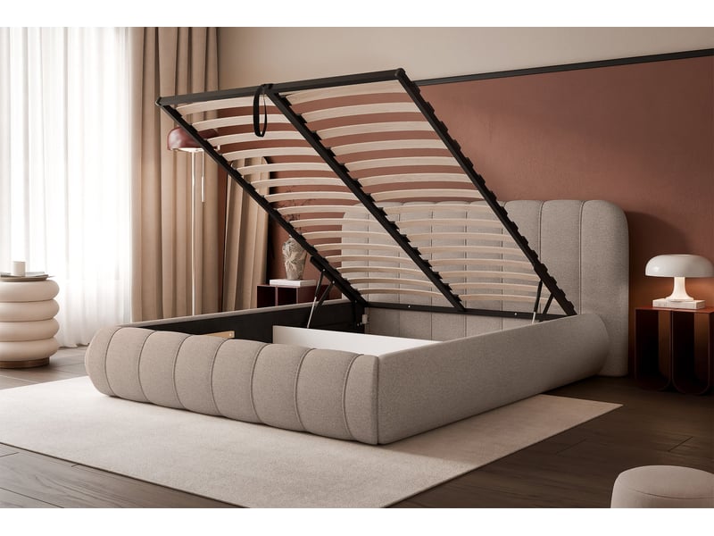 Selsey malunna - lit rembourré - 200x200 cm - chenille grège Malunna - Conforama D