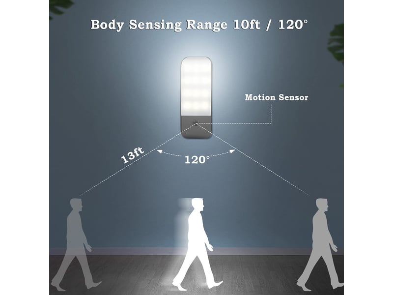  Veilleuse led rechargeable, [lot de 2] veilleuse automatique avec détecteur de mouvement, lampe de placard avec bande magnétique, blanc  - Conforama C