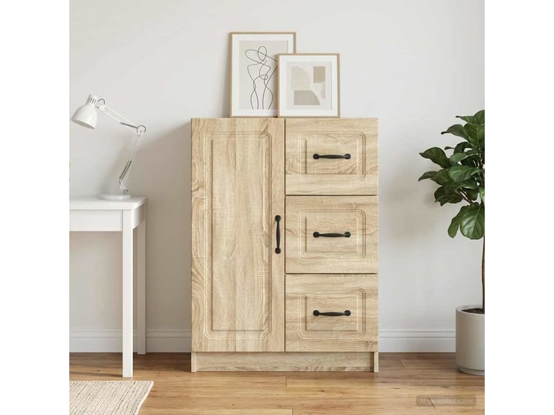  Buffet - bahut - meuble de rangement chêne sonoma 66 x 34,5 x 87 cm bois d'ingénierie  - Conforama D