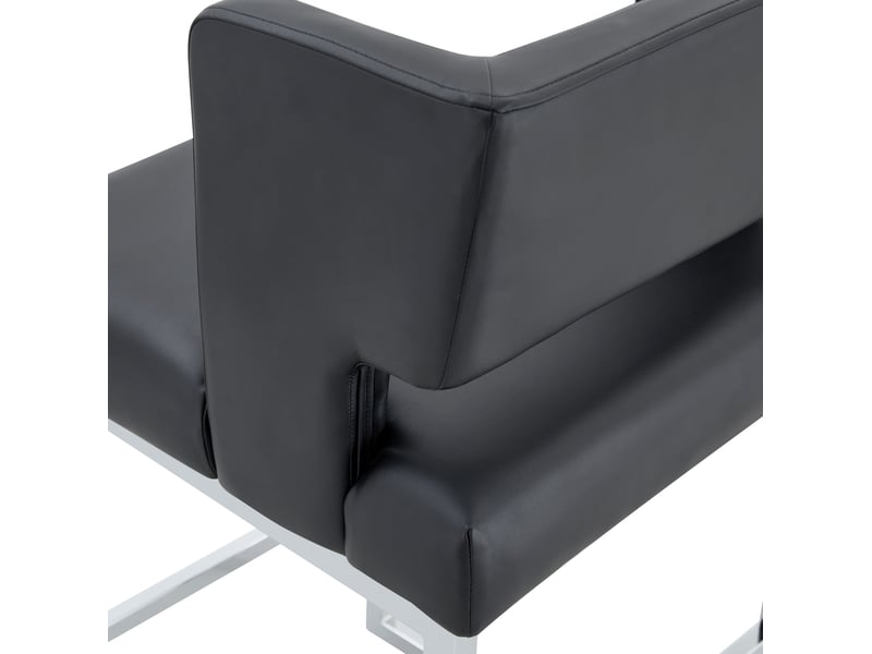  Lot de 2 tabourets de bar 53x48x91 cm, pieds métalliques argentés, pu noir, chaises hautes, assise carrée, meuble cuisine  - Conforama E