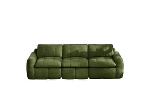 Canapé droit, canapé modulaire 3 places sans cadre, housse chenille ergonomique, base antidérapante, coussins épaissis, sans montage, vert