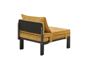 Fauteuil convertible extensible 1 place avec couchage, coussin et ports usb type-c en velours jaune