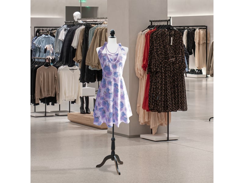  Torse de mannequin, buste de couture, mannequin de vitrine, mousse, bois, métal, blanc  - Conforama C