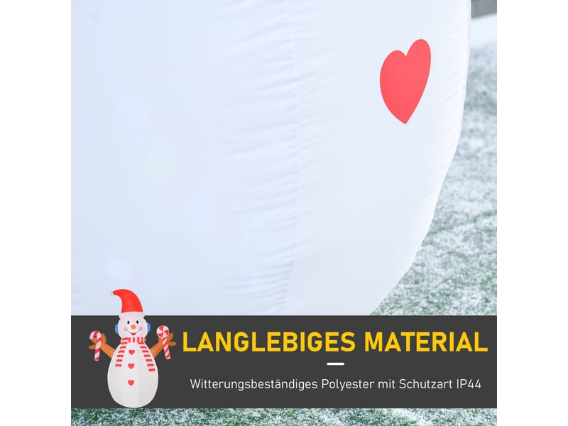 Bonhomme de neige gonflable lumineux led polyester blanc et rouge 180 x 100 x 240 cm - Conforama E