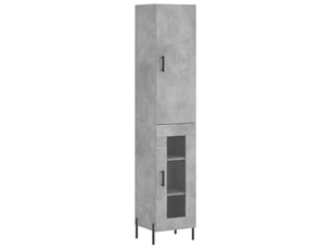 Buffet haut - bahut - meuble de rangement gris béton 34,5x34x180 cm bois d'ingénierie