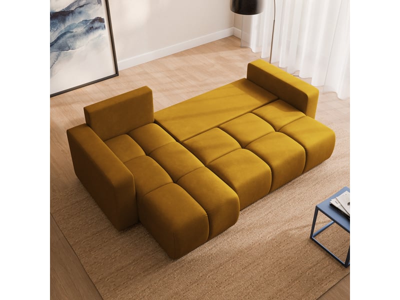  Canapé d'angle ramil, tissu peluche jaune  - Conforama D