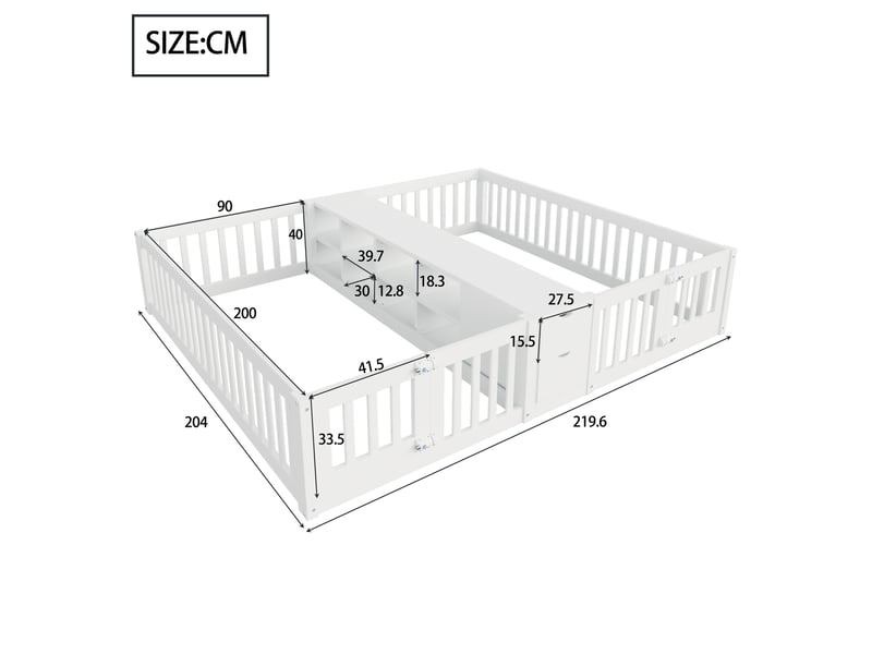  Lit superposé enfant 90x200 cm, bois blanc avec rangements centraux et tiroirs pratiques  - Conforama C