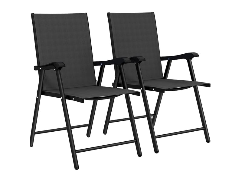  Lot de 2 chaises de jardin pliantes 58 x 62 x 97 cm – noir – dossier haut, accoudoirs et texteline  - Conforama A