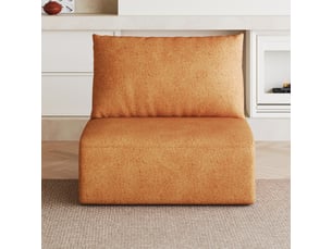 Fauteuil 1 place orange en tissu chenille doux avec mousse haute résilience, design moderne sans montage requis pour salon, 70x90x85cm