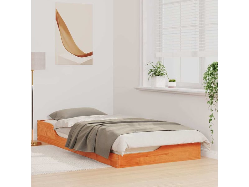  Lit simple- lit adulte -  cadre de lit brun  100 x 200 cm pin massif  - Conforama B