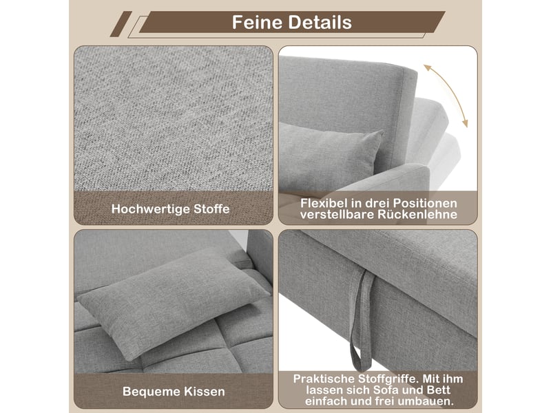  Canapé convertible, canapé-lit, 180x127 cm, dossier réglable, mobilier pour espace de vie, pour salon et séjour  - Conforama E