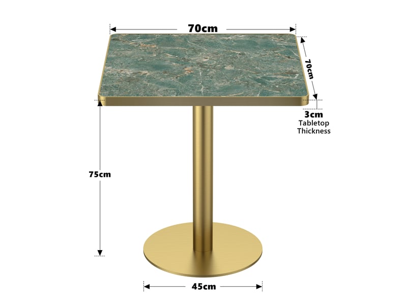Table à manger ronde diamètre 70 cm en pierre frittée avec pieds dorés - Conforama C