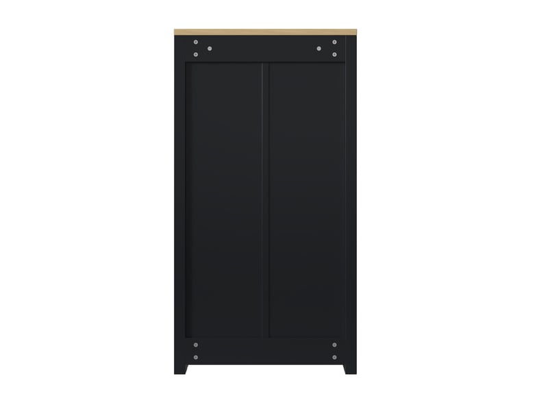  Meuble à chaussures 50x25x95 cm gain de place avec 2 abattants, tiroir, mdf noir et aspect bois  - Conforama E