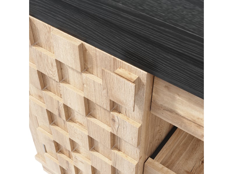  Îlot de cuisine 120x40x74,2 cm - meuble de rangement 2 portes et 2 tiroirs, plateau pivotant et porte-bouteilles - bois clair  - Conforama W