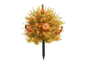 Lot de 1 plantes artificielles automnales 56cm – citrouilles et fleurs, pour jardin, porche et allée-style 1