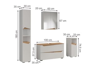 Vicco meubles bain, blancchêne artisan, 4 pièces