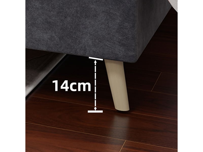  Lit 90x200 cm, lit adulte minimaliste, velours gris, pieds bois massif, sans tête de lit, structure stable  - Conforama D