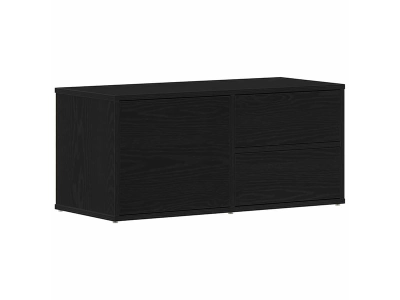  Meuble tv - banc tv - meuble de rangement 80 x 34 x 36 cm chêne noir bois d'ingénierie  - Conforama A