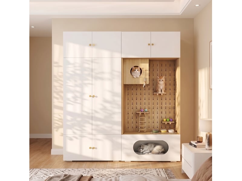 Armoire avec 1 tringle et 6 compartiments, mur d'escalade, pour chambre, blanc, 180 × 50 × 200 cm - Conforama C