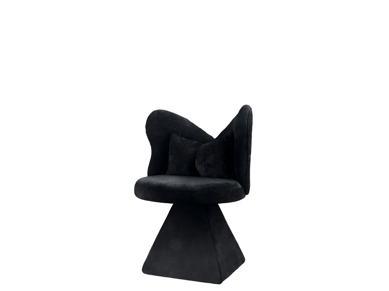  Chaise pivotante 45x46x76,2 cm 360° sans accoudoirs base triangulaire assise confort et doux chenille noir  - Conforama A