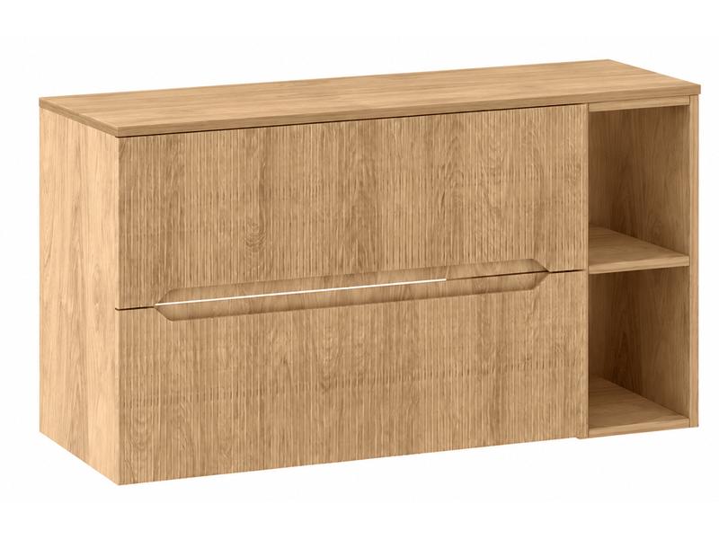Meuble sous vasque suspendu avec étagère et plan 2t novo l.100 cm effet chêne hikora - Conforama A