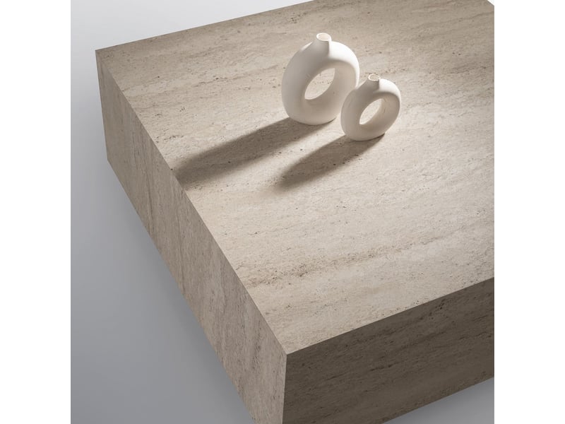  Table basse carrée beige 90 cm  - Conforama E