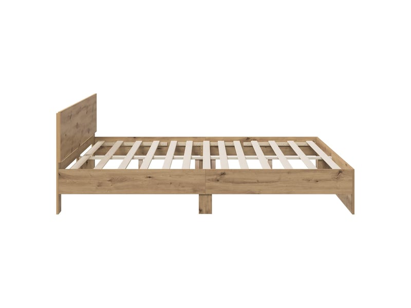  Lit double- lit adulte -  cadre de lit avec tête de lit chêne artisanal 200 x 200 cm  - Conforama D